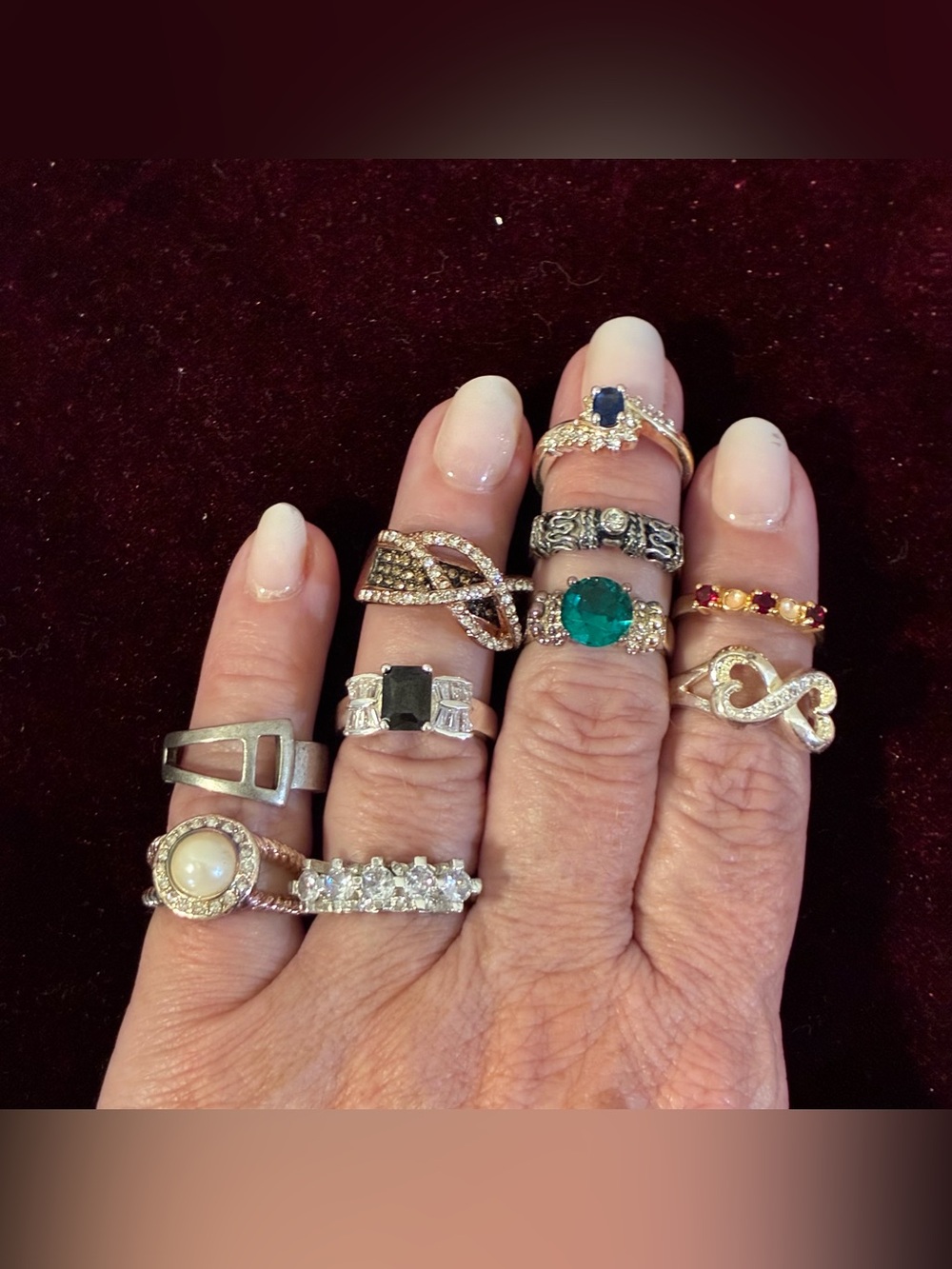 Bundle of 10 Costume Rings Size 7-7.5